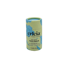 Erleia Solid Face Balm packaging in a paper tube showing eco-friendly design