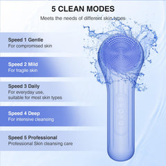 ERROWIN silicone face scrubber heat massage demonstrates open pores and improved product absorption.
