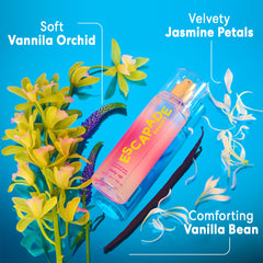 ESCAPADE BEAUTY Cozy Up fragrance mist dispense — convenient pump for quick, even application.