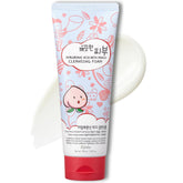 Esfolio Hyaluronic Acid Peach Cleansing Foam lather delivering gentle moisture during cleansing.