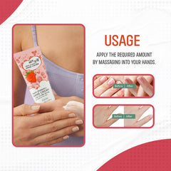 Soft hands after applying Esfolio Sweet Strawberry Hand Cream with visible smoothness.
