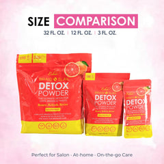 Esha Detox Powder ingredients close-up highlighting soothing botanicals and grapefruit freshness.