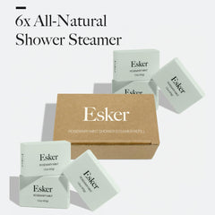 ESKER six tablets close-up ready to drop into the shower for scent.