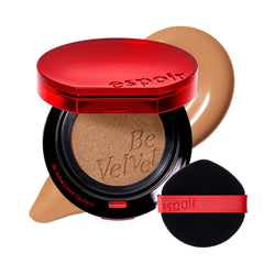 Espoir Be Velvet Cushion 32 Cinnamon packaging for on-the-go touch-ups and travel-friendly use.