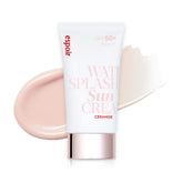 Espoir Water Splash Sun Cream Ceramide bottle pour for smooth, hydrating coverage.