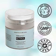 Hyaluronic acid in Essence Of Arcadia Retinol Moisturizer delivers lasting hydration.