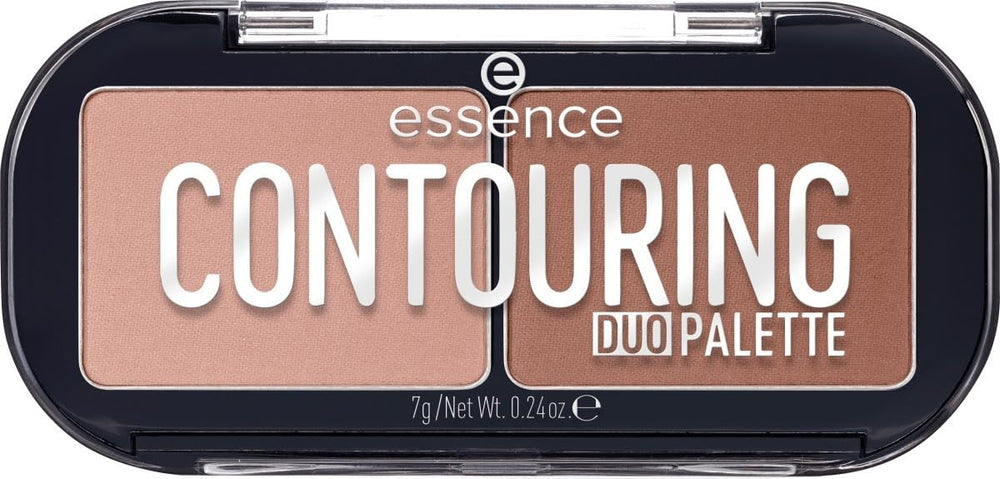 Essence Contouring Duo Palette front view with matte shades for defined features