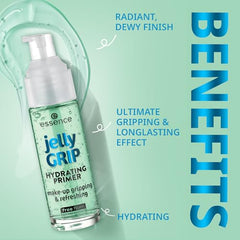 essence Jelly Grip Hydrating Primer application swatch on hand for smooth base