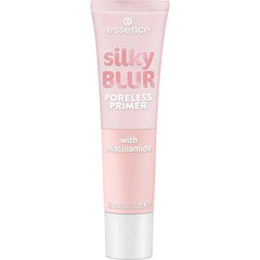 essence Silky Blur Primer bottle close-up showing pore-minimizing base.