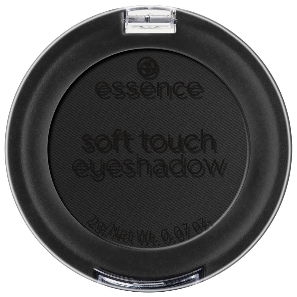 essence Soft Touch Eyeshadow 06 pitch black compact, portable for on the go artistry.