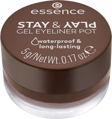 essence Stay & Play Gel Eyeliner Pot brown close-up shows rich pigment for defined eyes