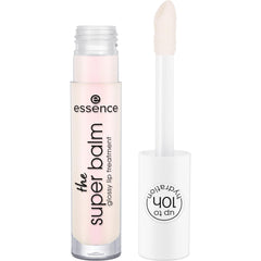 essence Super Balm Glossy Lip Treatment packaging shows premium lip care in a sleek case