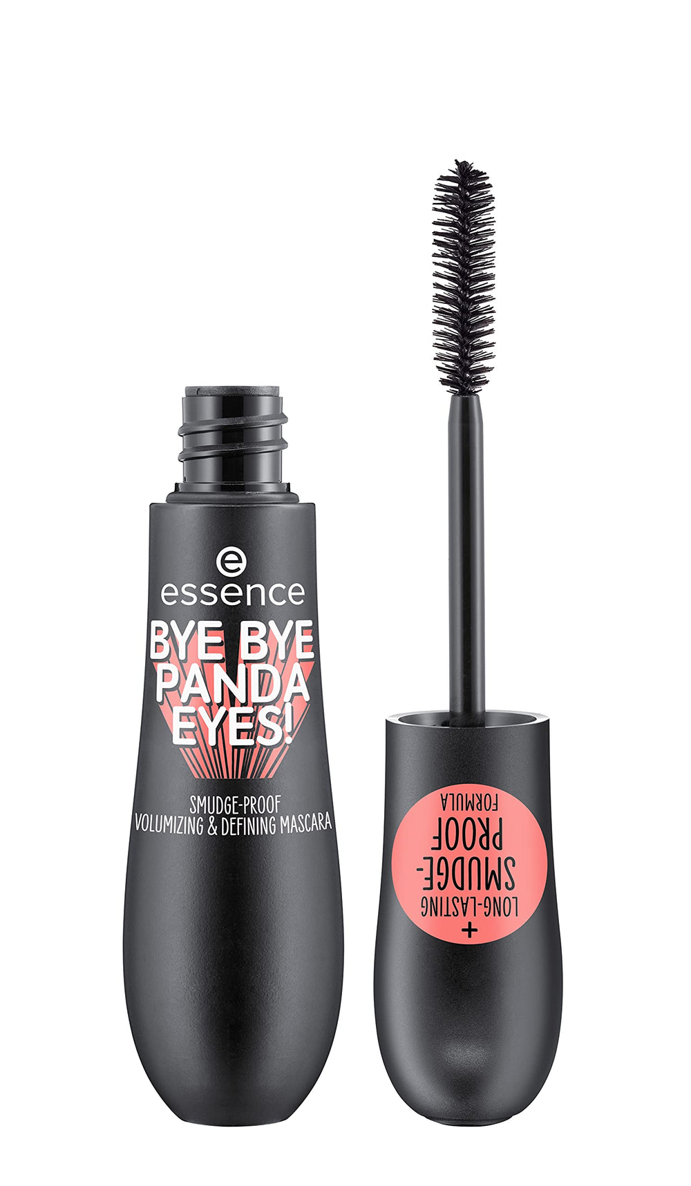 essence three-pack Bye Bye Panda Eyes mascara packaging close-up for on-the-go convenience.