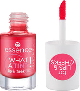 essence What a Tint! lip and cheek tint bottle for on-the-go color.