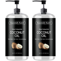 Essentially KateS fractionated coconut oil bottle pour for light, non-greasy skin hydration