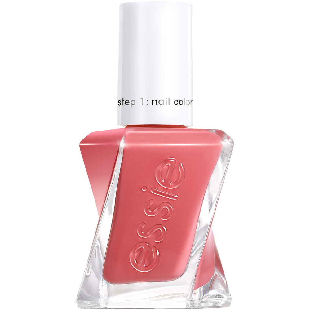 essie Gel Couture Sunset Soiree blush coral with cream finish for long-lasting color.
