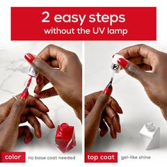 Essie Gel Couture top coat enhances durability and gloss.
