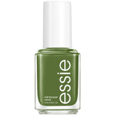 essie Patch It Up bottle with green nail polish for a bold fall manicure.
