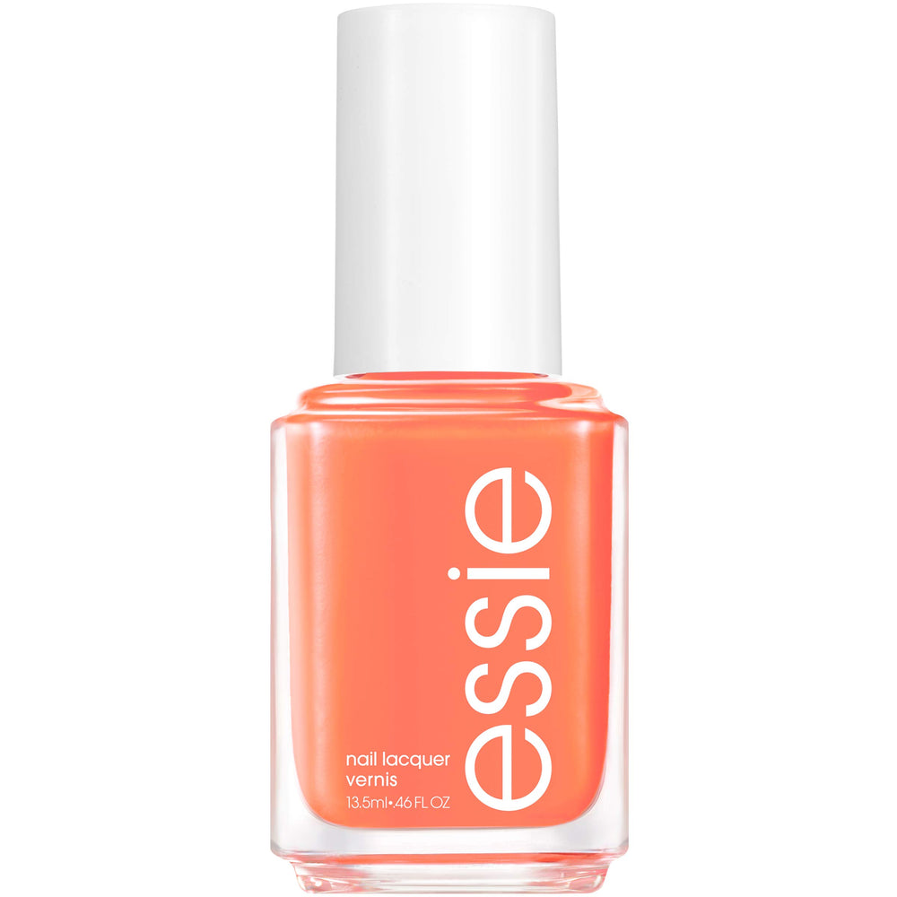 essie Sunny Business cream finish bottle with vibrant tangerine color for beach-ready nails