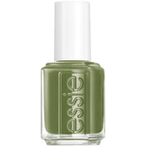 essie win me over nail polish bottle shows creamy khaki-green shade with a glossy finish