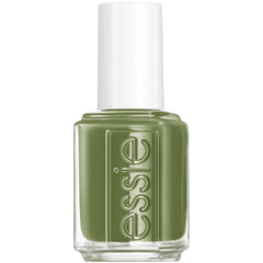 essie win me over nail polish bottle shows creamy khaki-green shade with a glossy finish