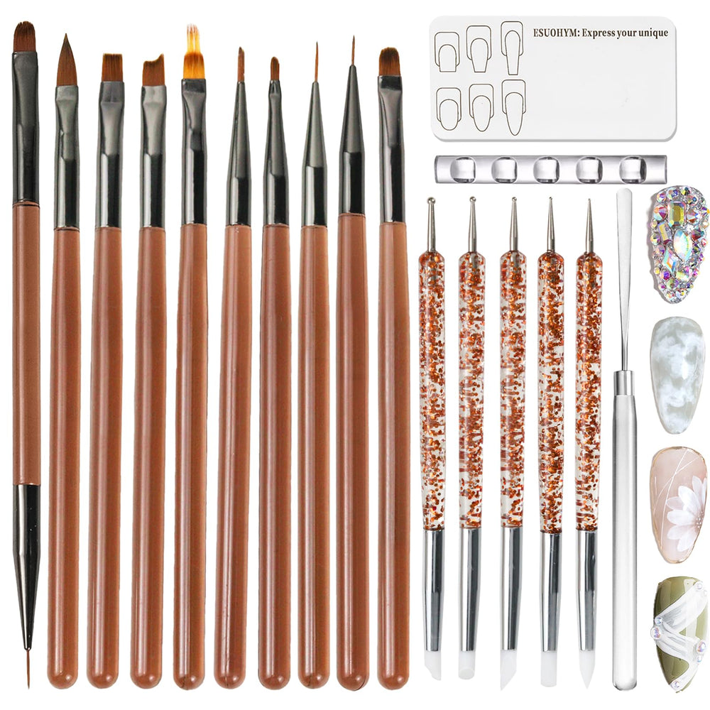 ESUOHYM nail art brush set emphasizes precision for clean lines and smooth color coverage.