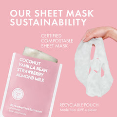 ESW Beauty Strawberries and Cream vanilla bean and coconut aroma enhances the mask experience