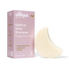 Ethique Gentle Unscented Shampoo Bar with cocoa butter for fragrance-free cleansing.
