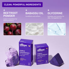 Ethique Purple Conditioner Bar lather texture indicating conditioning with beetroot-tone ingredients.