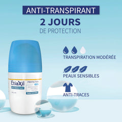 Etiaxil roll-on application demonstrates easy daily use for lasting freshness.