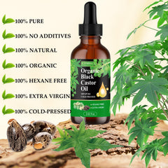 Etimisa Organic Black Castor Oil glass bottle on display for skincare