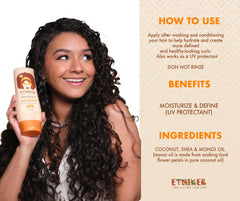 ETNIKER Curl Defining Cream texture close-up shows silky consistency for easy application.