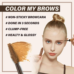 ETUDE Color My Brows Big Size brow mascara brush detail showing even color distribution