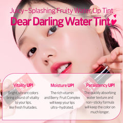 Etude Dear Darling Water Tint wand applicator ready for precise lip tint.