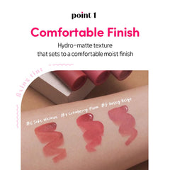 Etude Fixing Tint Rose Blending lip swatch dried to matte, transfer-resistant finish.