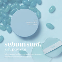 ETUDE SebumSoak Jelly Powder application demonstrates smooth, pore-minimizing coverage