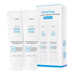 ETUDE SoonJung 2x Intensive Cream Duo Pack highlights rich hydration for sensitive skin.