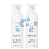 ETUDE SoonJung whip cleanser duo packaging shows a gentle, soothing cleanse for sensitive skin.