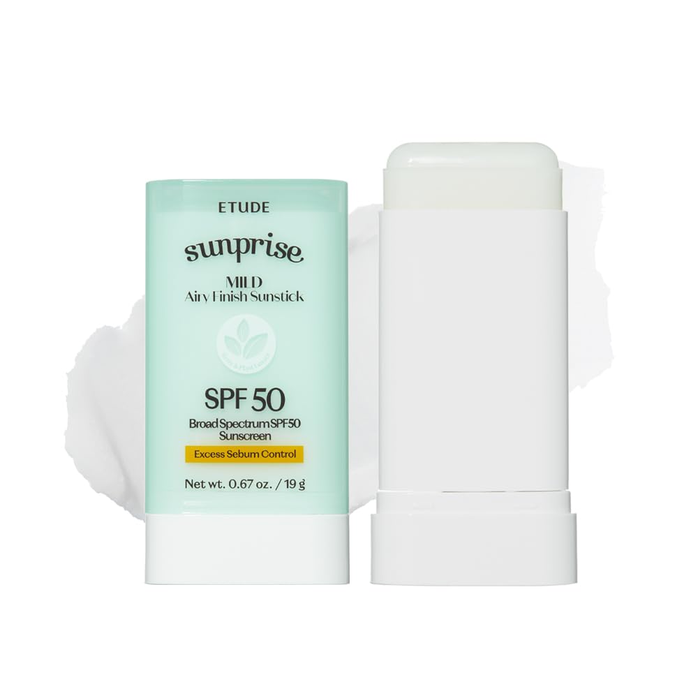 ETUDE Sunprise Sunstick delivers a mild airy finish with SPF50+ protection for daily outings.