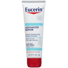 Eucerin Advanced Repair Foot Cream bottle front showing fragrance free hydration for very dry feet