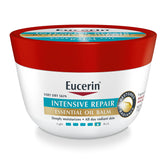 Eucerin Intensive Repair Essential Oil Balm jar close-up showing rich hydration for very dry skin