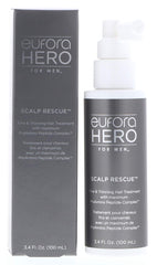 Spraying Eufora Hero for Men Scalp Rescue on thinning scalp areas