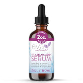 Eva Naturals azelaic acid serum bottle promotes even tone and gentle daily use.