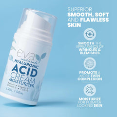 Eva Naturals Hyaluronic Acid Face Cream pump top ready for quick absorption