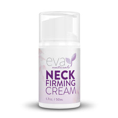 Eva Naturals Neck Firming Cream bottle shown for neck lifting benefits