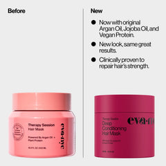 Eva NYC Therapy Session ingredients highlight Keravis protein for nourished, resilient hair.