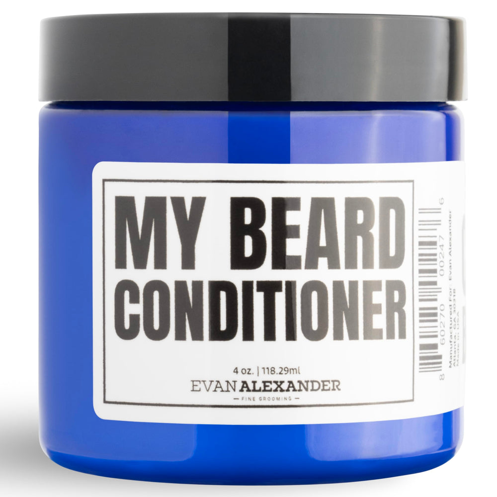 Evan Alexander Grooming beard conditioner bottle highlights frizz control
