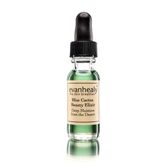 Evanhealy Blue Cactus Elixir bottle offers calming, illuminating care for all skin types.