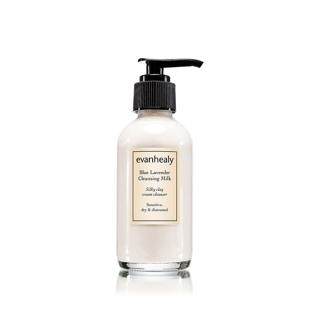 Evanhealy Blue Lavender Cleansing Milk bottle, gentle cleanse for sensitive skin.