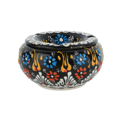 EVANILIFE decorative ceramic jar with black lid elevates decor while securely storing small items.